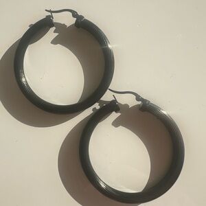 STEELX stainless steel Black Hoop Earrings
